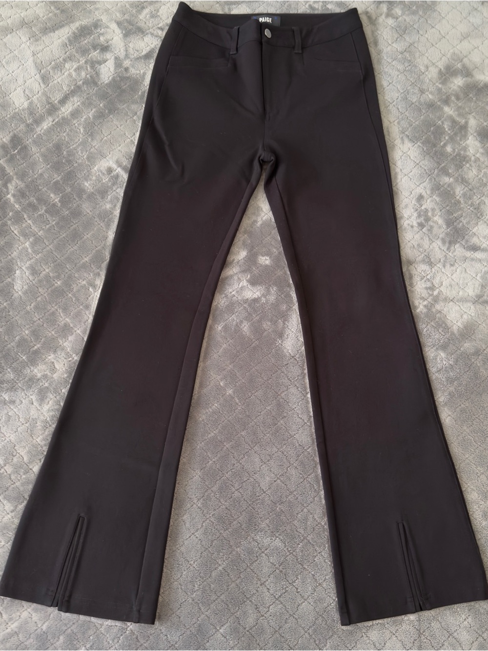 PAIGE Women’s Black Dress Pants Size 28W 31L Winona Slit Hem High Rise Flare